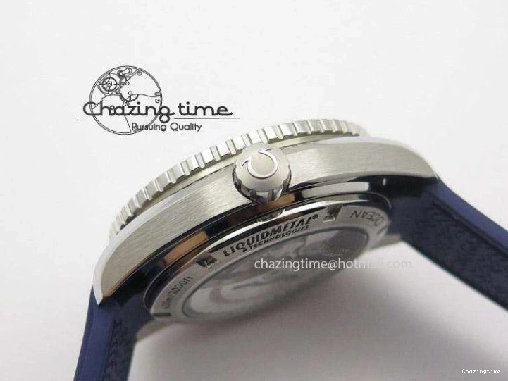 0307 HighPerformance Seamaster Planet Ocean GMT 600M Blue Dial SS On Blue Rubber Strap A 8278